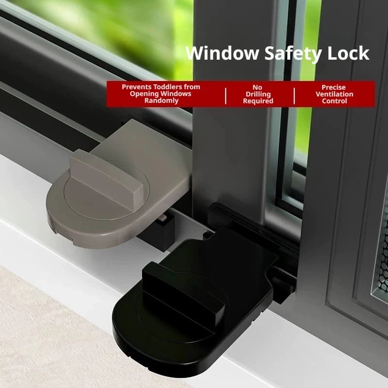 No-Drill Self Adhesive Sliding Door Lock Child Safety Anti Pinch Limiter High Rise Anti Fall Window Stopper Anti Theft Secure La