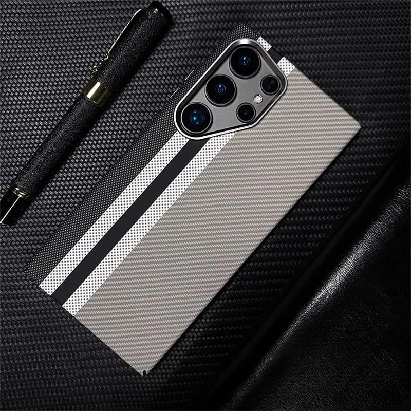 Carbon Fiber Texture Phone Case for Samsung S23 S24 S25 S26 Ultra Cover Magnetic Magnets Charge Alloy Lens Hard Protective Shell