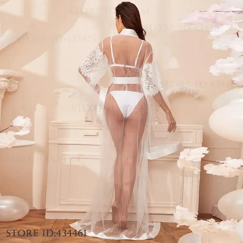 Prospettiva sexy Maglia Abito lungo Vestaglia per la casa Sposa Vestaglia da sposa Allentato Casual Kimono Abito Accappatoio Intimo Lingerie