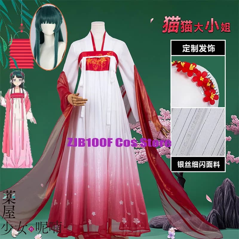 ZJB Maomao Abito Rosso Costume Cosplay (I Diari dell'Autico) Vestito Anime di Halloween per Donna