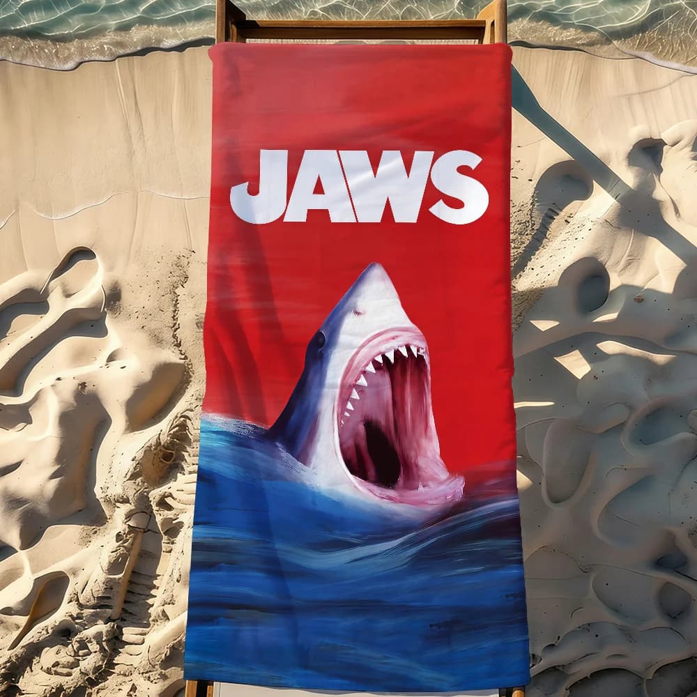 Asciugamano da spiaggia classico J-Jaws Ocean Towel, ad asciugatura rapida, per viaggi, campeggio, anti-sabbia, morbido, leggero, grande.