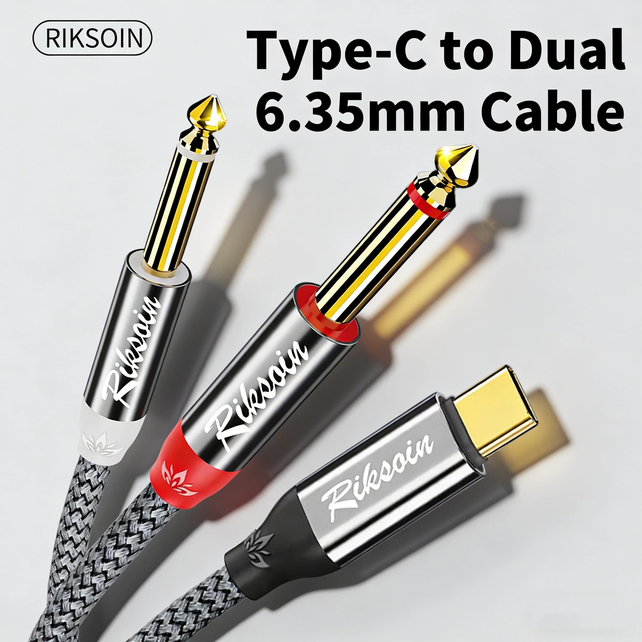 Cavo audio USB Type C a doppio jack TS da 6,35 mm, cavo sdoppiatore stereo a Y da 1/4 di pollice per cellulare, tablet, laptop, amplificatore, mixer