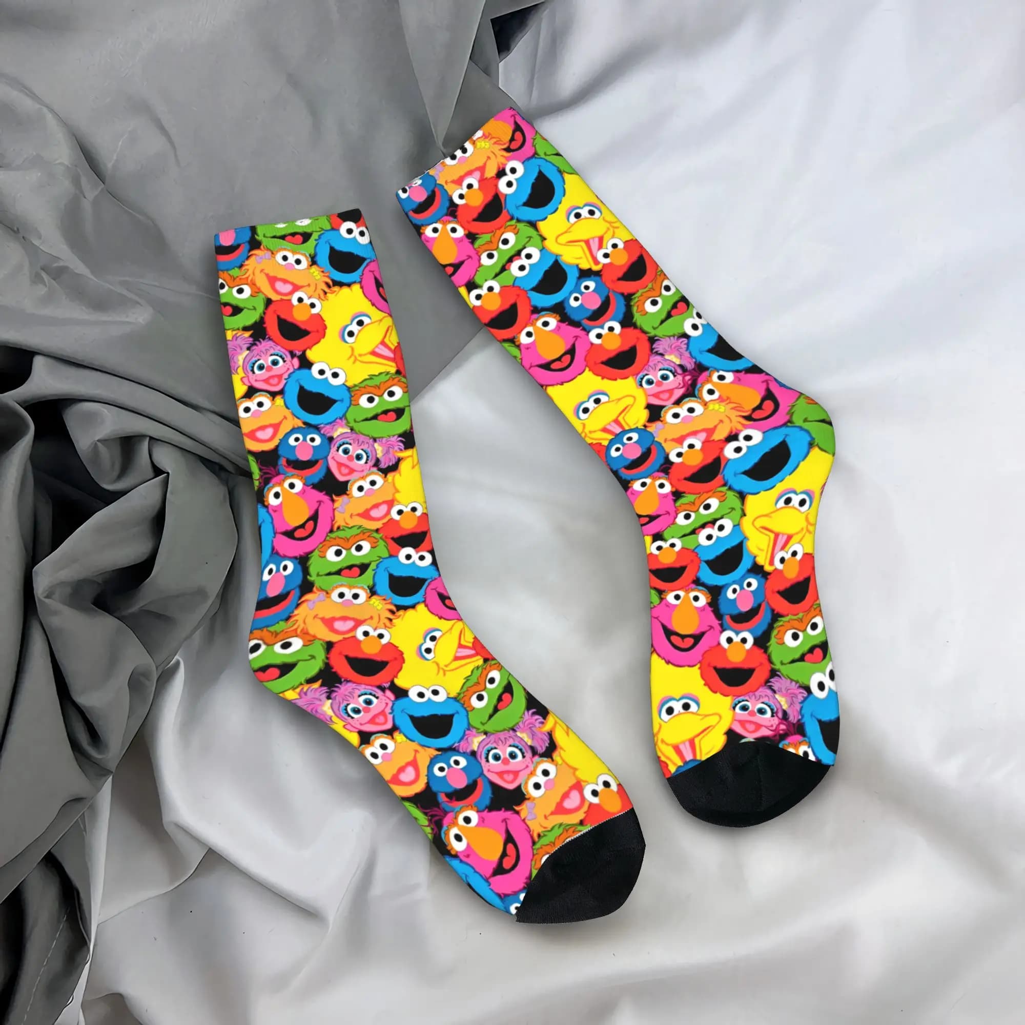 Calzini Invernali Divertenti Unisex con Stampa Sesame Street, Antiscivolo per Skateboard