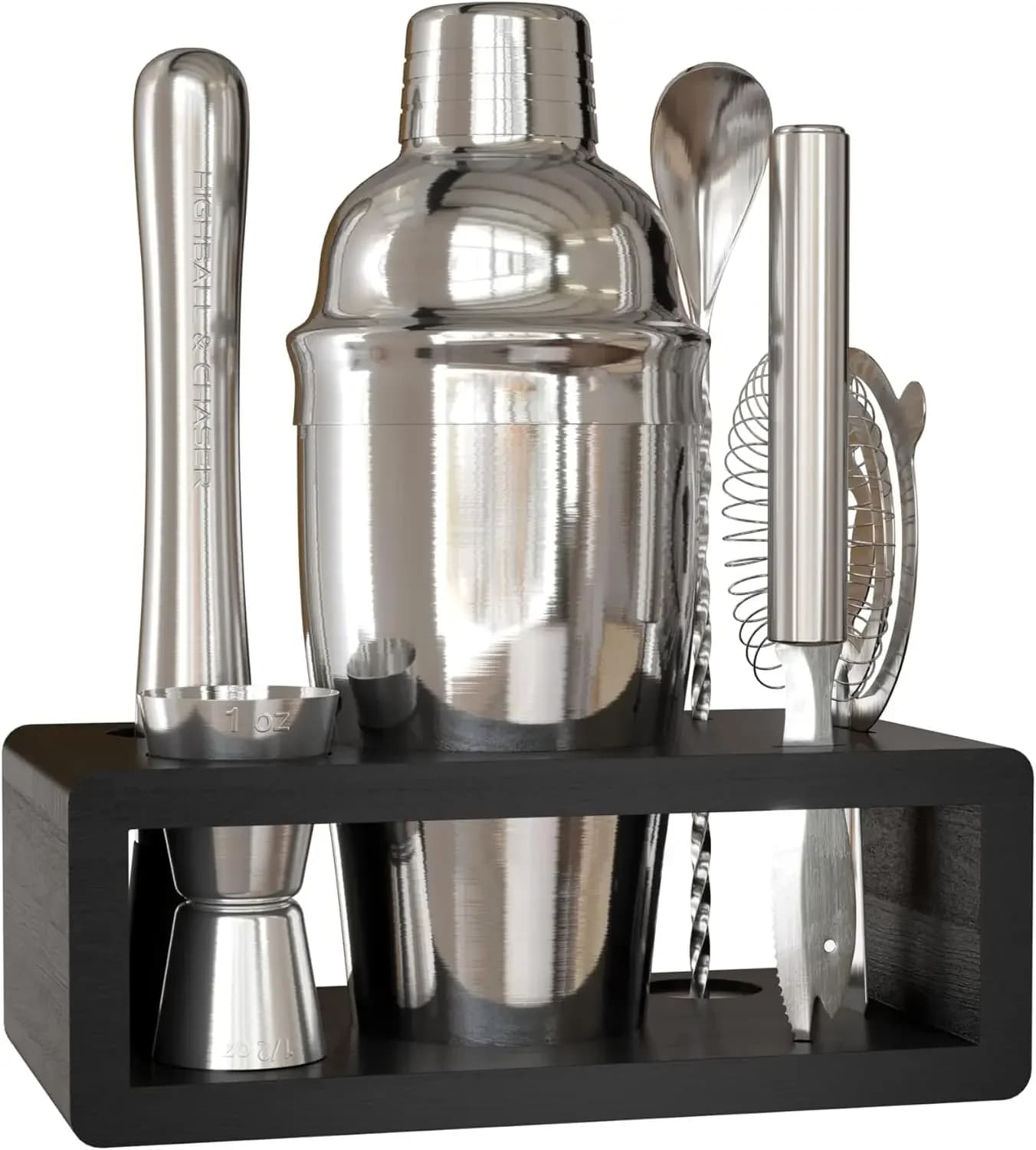 Complete Cocktail Shaker Set: 18oz Stainless Steel Bar Tools Kit with Recipe E-Book for Home Mixology