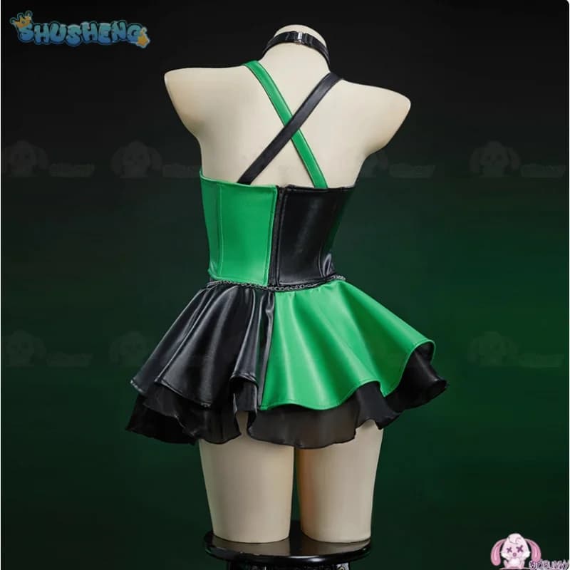 Shego Cosplay Kim Anime Costume Possibile Collana con gonna superiore in pelle set di oggetti di scena Fantasia sexy da donna di Halloween Shego uniforme