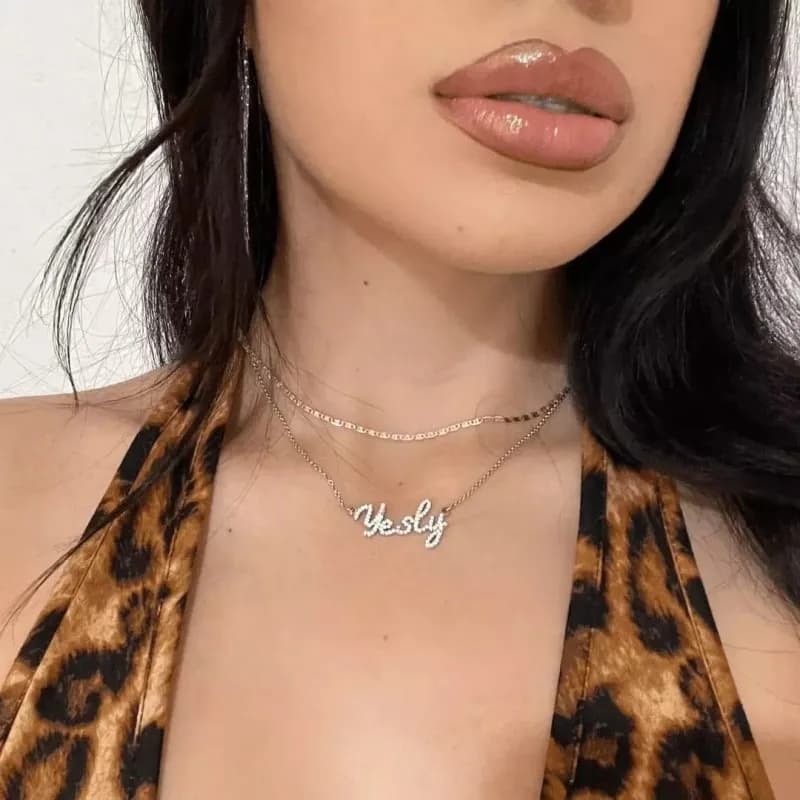 Custom Name Necklace Crystal Diamond Jewelry Unique Gift for Women Her Valentines Anniversary Birthday Special Christmas Couple