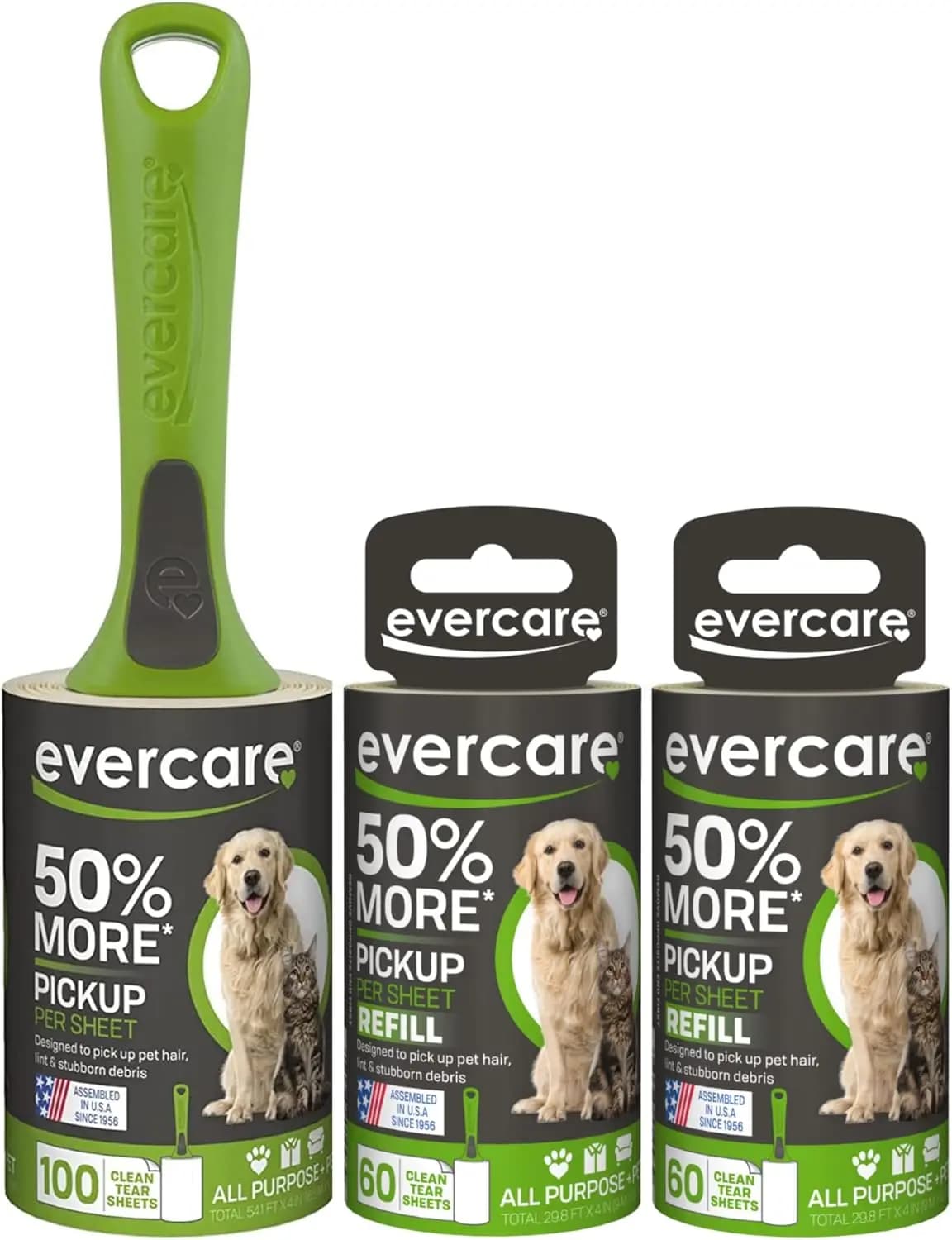 Rullo Adesivo Extra Forte per Peli di Animali Domestici con 2 Ricariche, Nuova Impugnatura Ergonomica, 220 Fogli Totali
