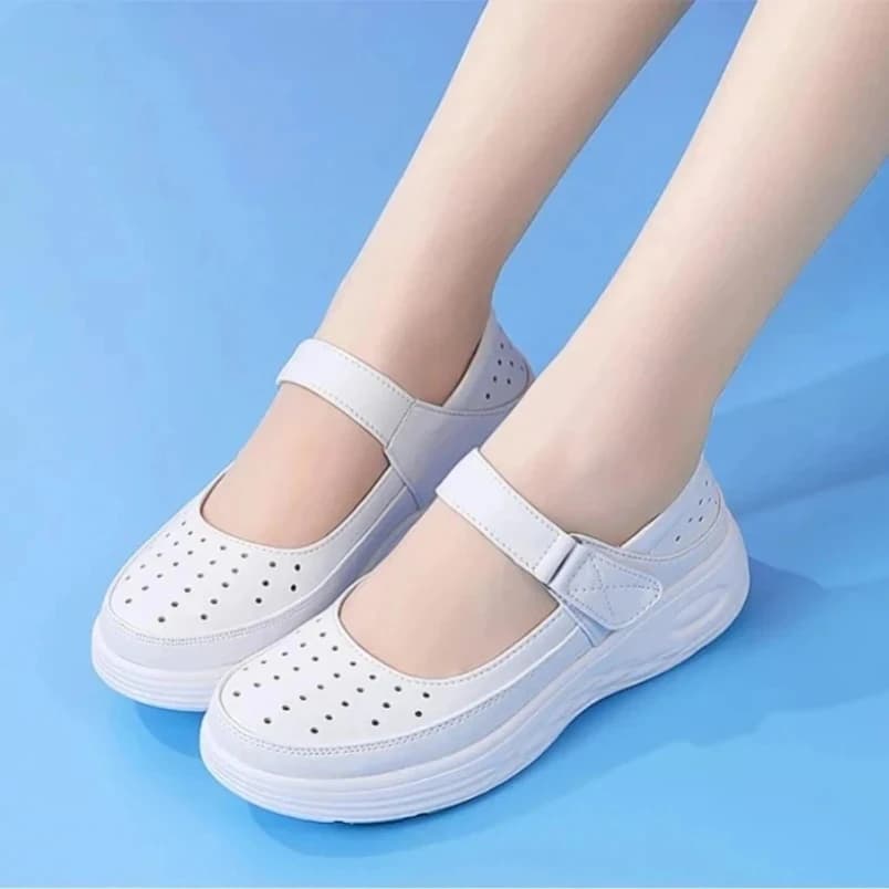2025 Scarpe da donna Donna Estate Autunno Donna Bianco Salute Ospedale Lavoro Appartamenti Walking Morbido Mocassini antiscivolo Piattaforma