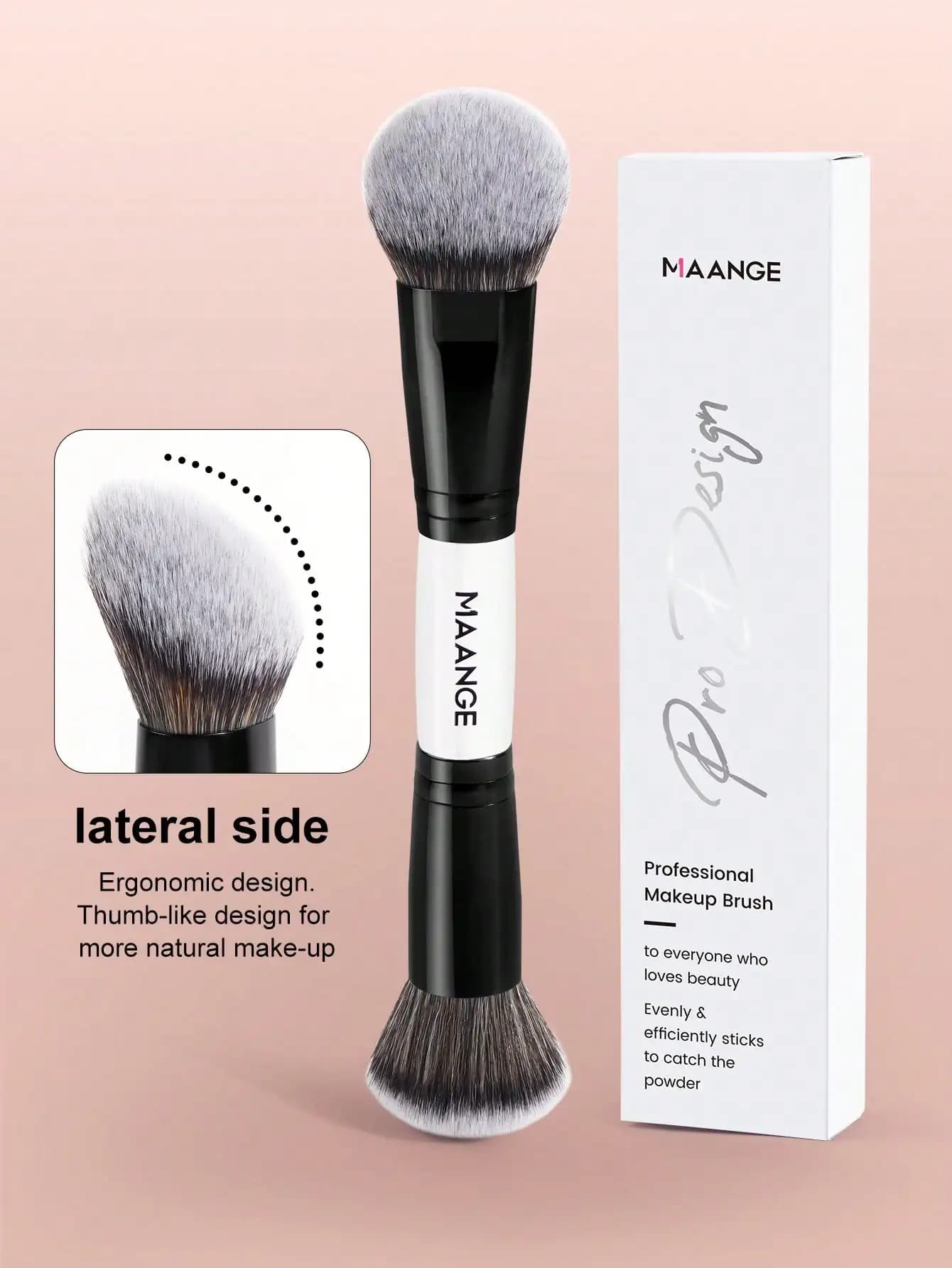 MAANGE 1pc/2pcs Pennelli da trucco professionali a doppia punta, Pennelli da trucco portatili, Essenziali per i viaggi, Possono essere utilizzati come pennello per fondotinta, pennello per cipria, pennello per fard, pennello per illuminante, pennello per contorno, pennello per correttore, pennello per sfumare, multifunzionali, super morbidi M