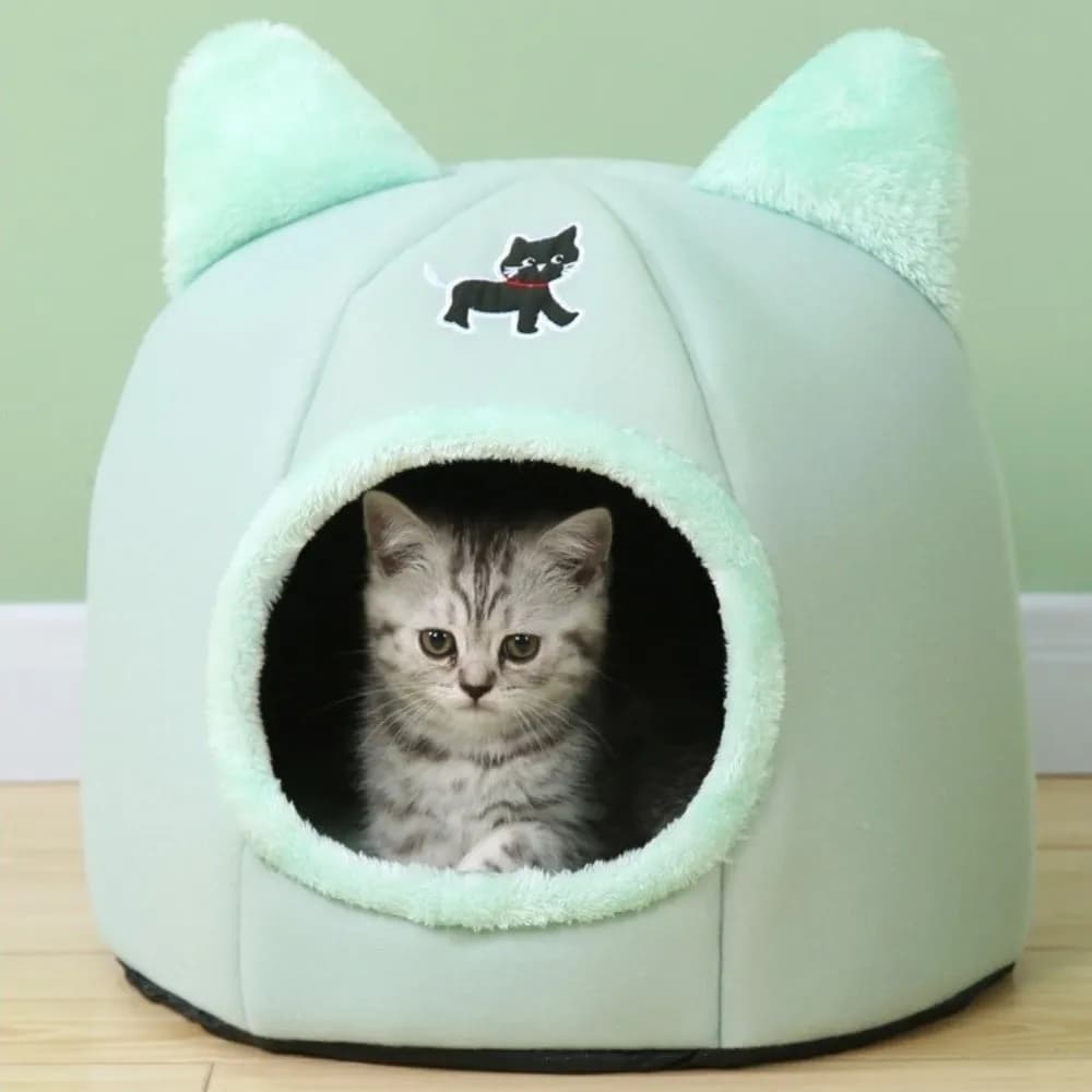 Cuccia Invernale Universale Semi-Chiusa per Gatti, Cesto Morbido e Caldo per Animali Domestici, Casetta Antiscivolo a Forma di Castello, Decorazione per la Casa