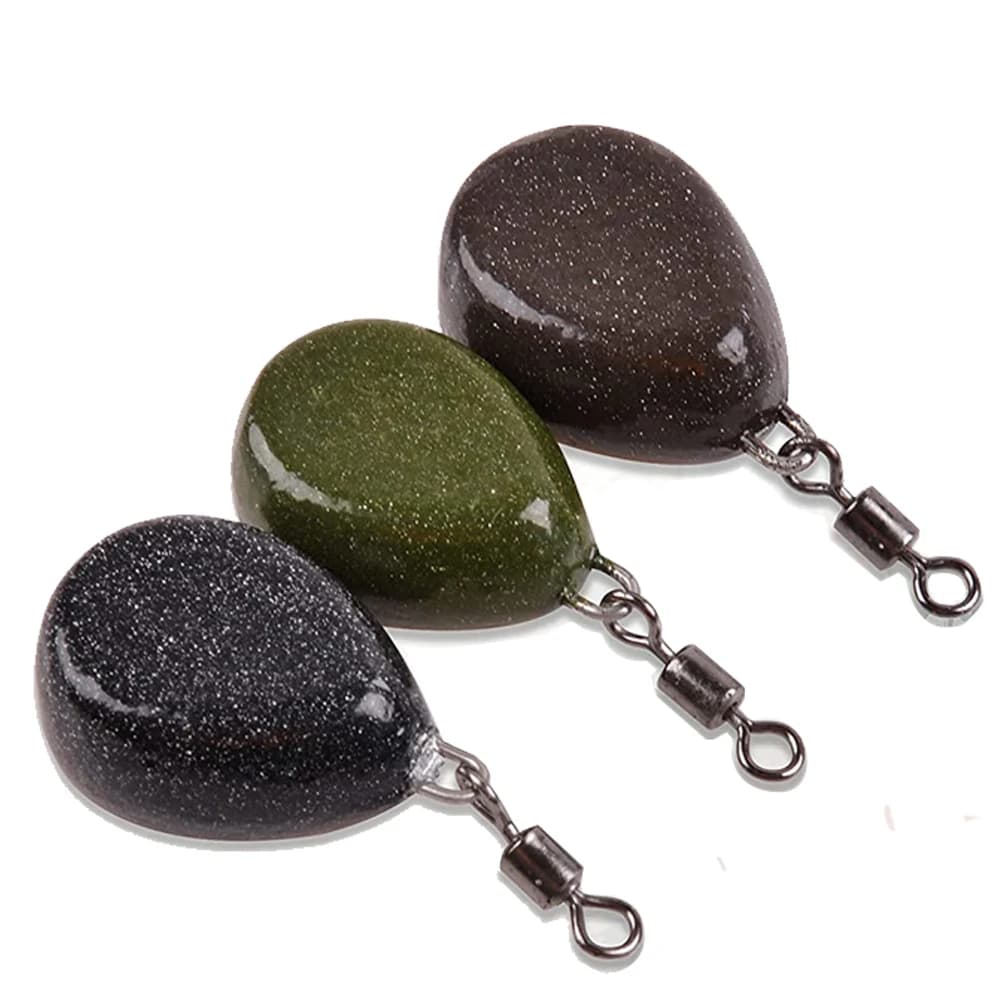 Set di 3 Piombi per Pesca alla Carpa da 2OZ, a Forma di Pera Piatta Rivestita con Girelle, per Attrezzature da Surfcasting e Pesca al Siluro, Accessori per la Pesca alla Carpa