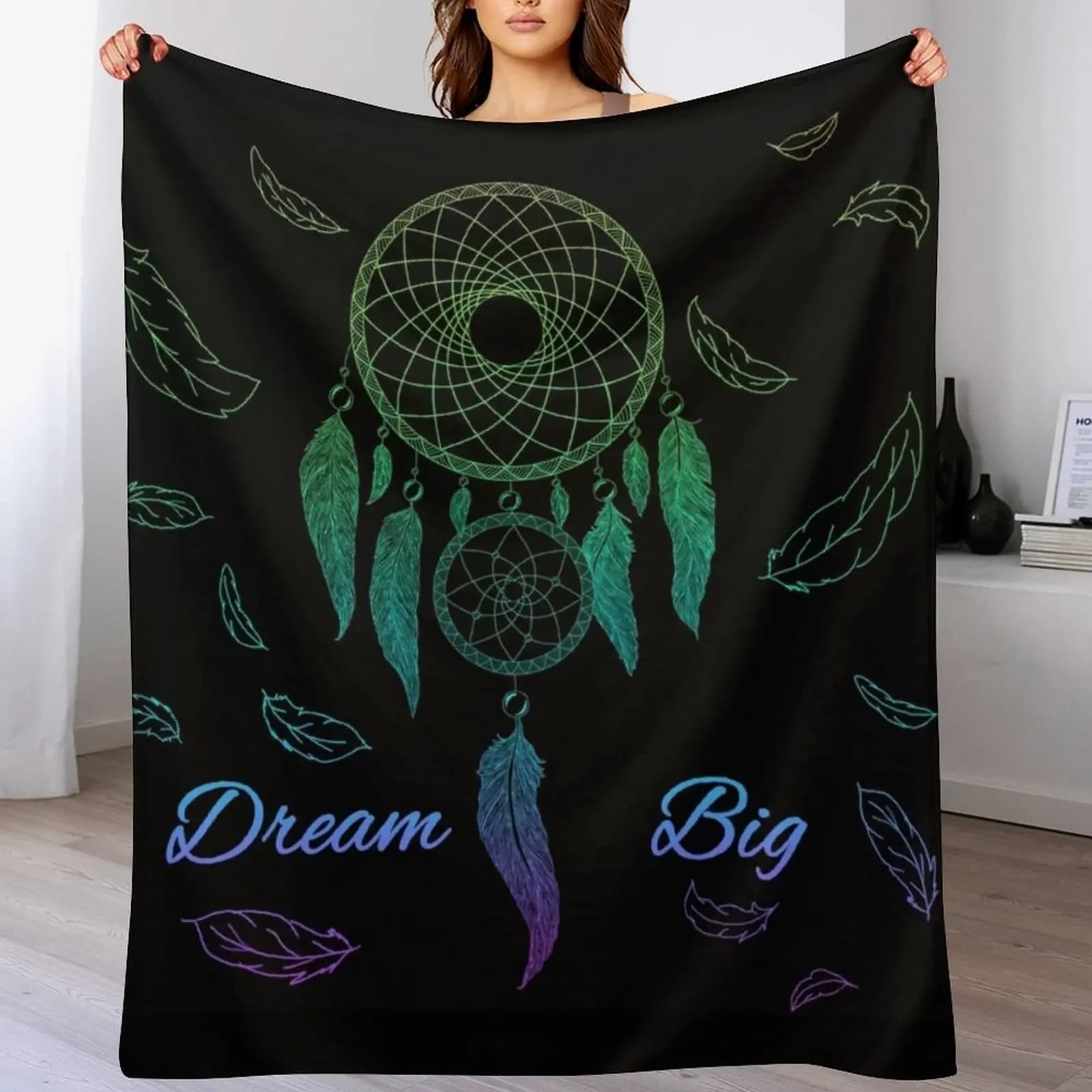 Dream Big Dream Catcher Throw Blanket Stylish Decor Blanket Gift for Friends Roommate