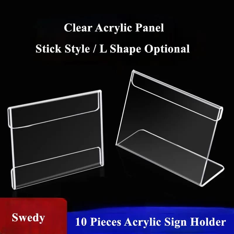 10 pezzi 9x6 cm supporto per cartello in plastica trasparente acrilica supporto per tavolo biglietto da visita porta biglietti etichetta prezzo etichette per carte di carta