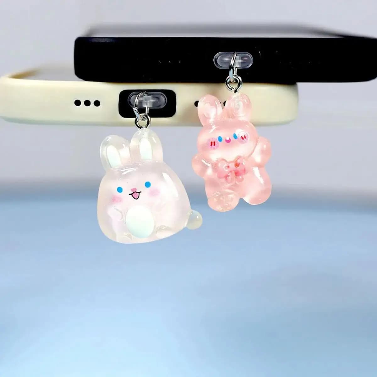 Spina per porta di ricarica per telefono con spina antipolvere per coniglio carino per iPhone per Airpods tipo C tappo di protezione antipolvere regalo per coppia