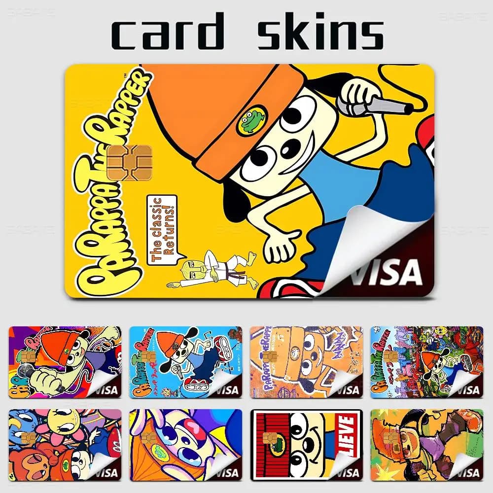 Pellicola Adesiva Ultra Sottile Anti-Sbiadimento per Carte di Credito/Debito - Tema Anime Parappa The Rapper - Divertente Design 'Spend Or Save'