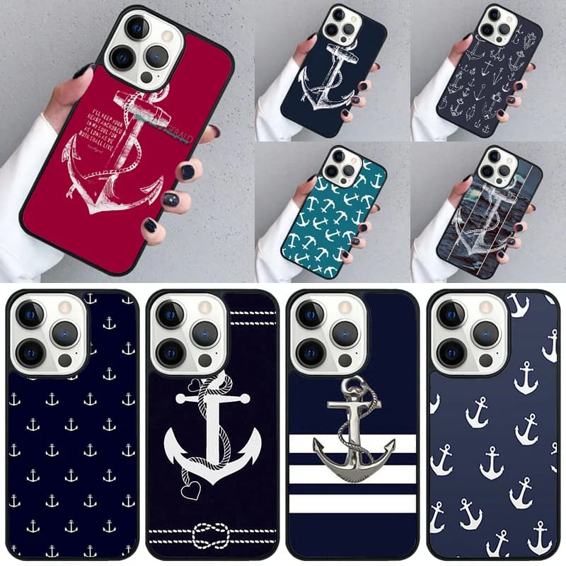 Strisce di ancoraggio ruota di nave della barca cassa del telefono per iPhone 16 15 13 14 Pro Max 11 12 Mini Plus 2022 XR XS MAX Cover coque