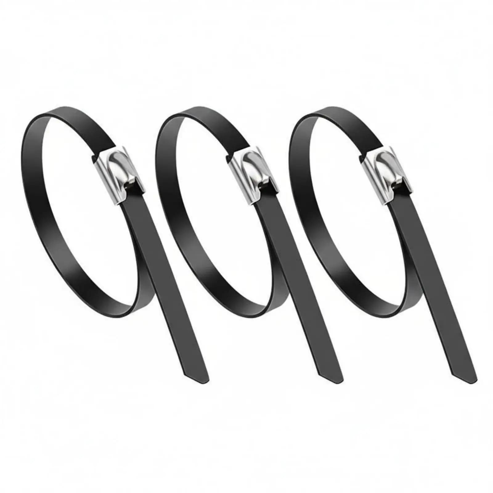 100 Pieces Stainless Steel Cable Tie Rust Resistant PVC Coated Metal Zip Tie Rust Resistant Self-Locking Steel Strap for