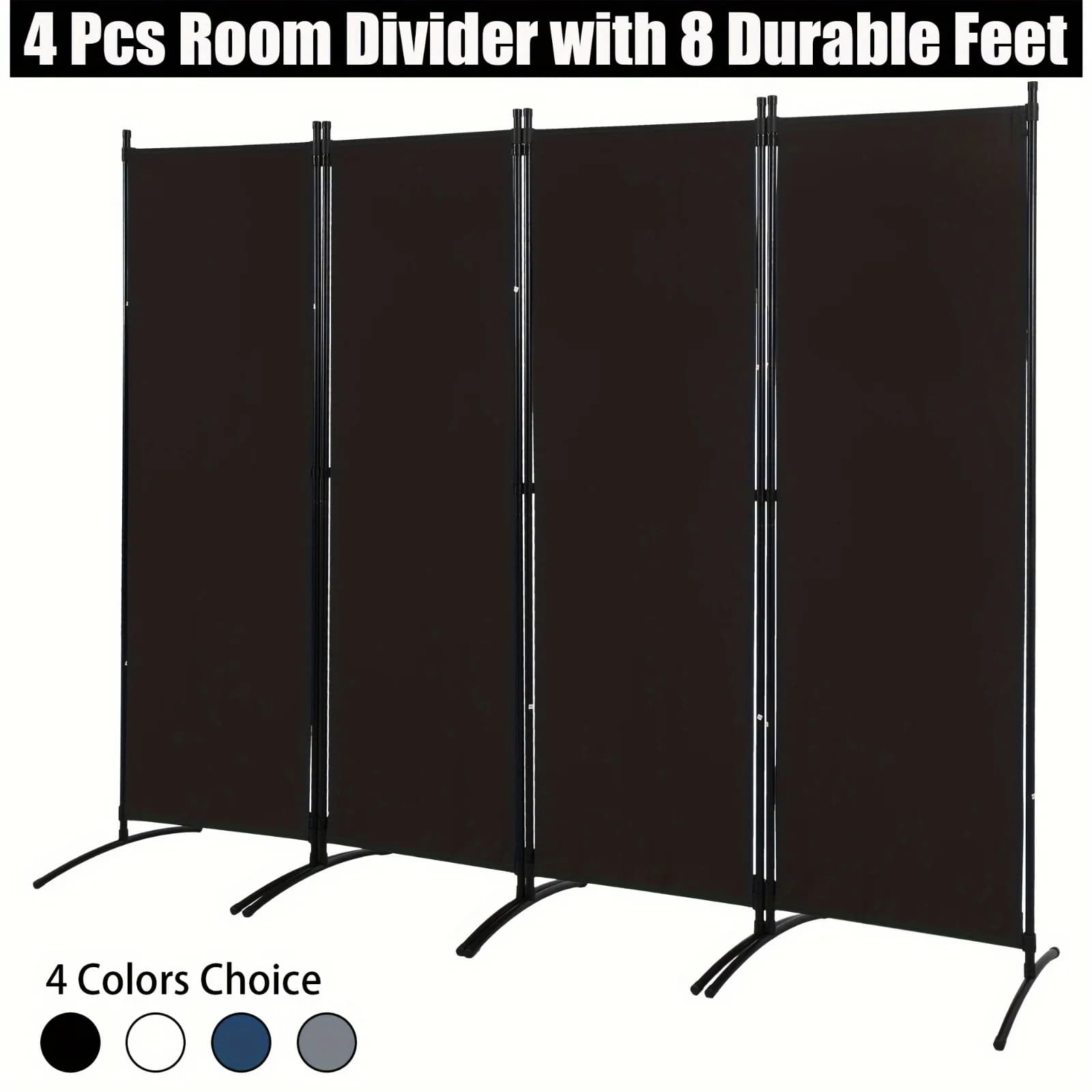 Room Divider Folding Privacy Screens 4 Panel Partitions 88" Wall Dividers Portable Separating for Home Office Bedroom Dorm Decor (Blue/Grey)