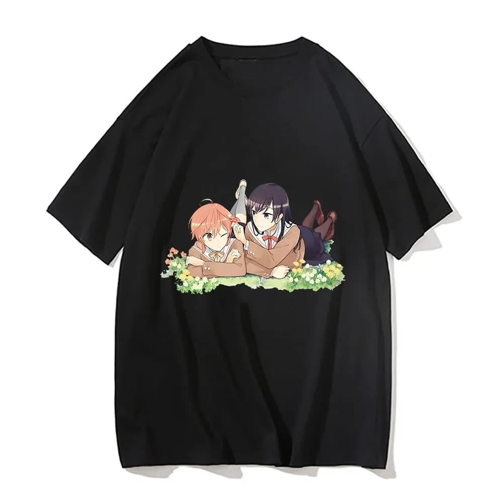 Bloom Into You T-shirt da uomo Figura Silhouette T-shirt unisex da cartone animato T-shirt in cotone 100% Manga/Comic Appliques Anime Graphic