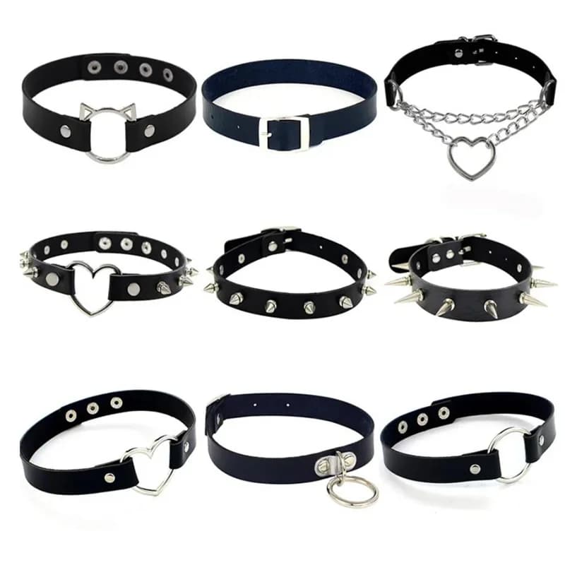 Collana Choker Punk Rock Gotica Harajuku per Donne, Sexy Collare in Pelle PU con Cuore, Lucchetto e Chiave, Accessori per Cosplay Gotico