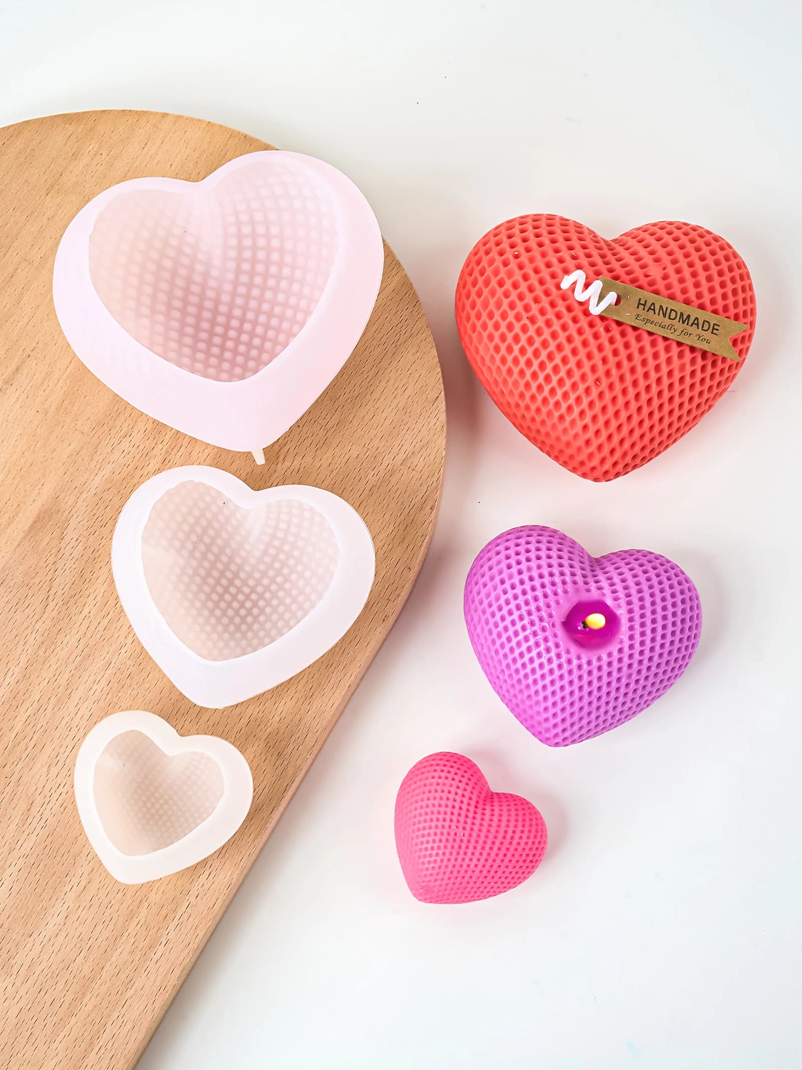 3D Tessuto Amore Stampo per candele in silicone Mousse Torta Aroma Candela in gesso Cuore Stampi in resina Sapone fatto a mano Stampo per cottura al cioccolato Artigianato
