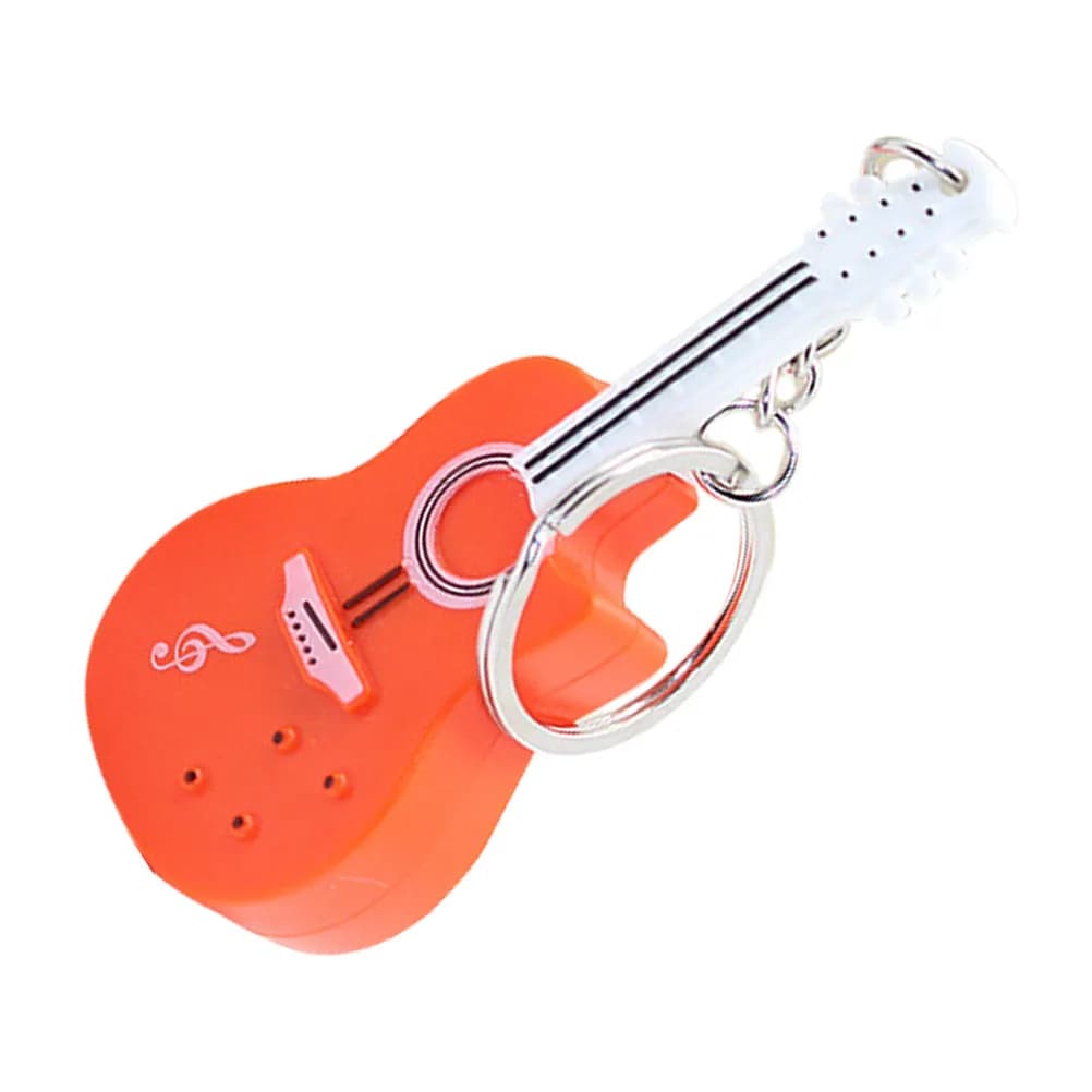 Chitar Shape Keyring with LED Light and Musical Effect, Small Decorative Pendant for Auto, Wallet, Bag, Backpack