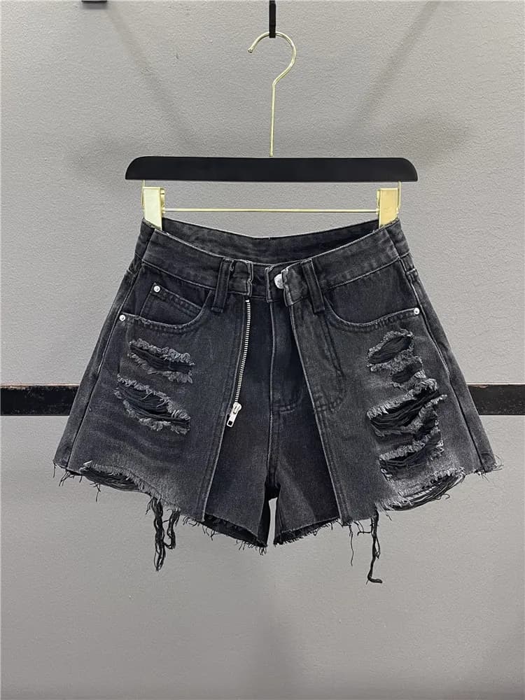 High Waist A-Line Wide Leg Jeans Shorts Women's Summer Casual Wear Distressed Patchwork Denim Skirt Hot Pants Design Sensation