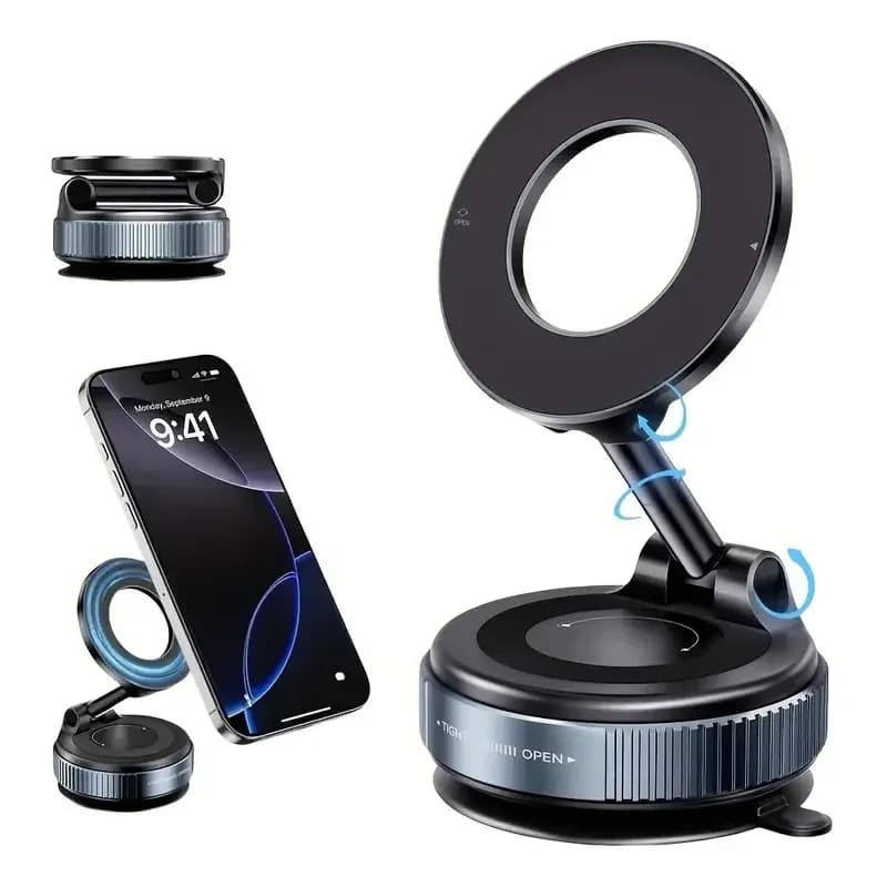 Car Phone Holder with Vacuum Adsorption and Magnetic Suction, New 2026 Model, for In-Car Navigation.