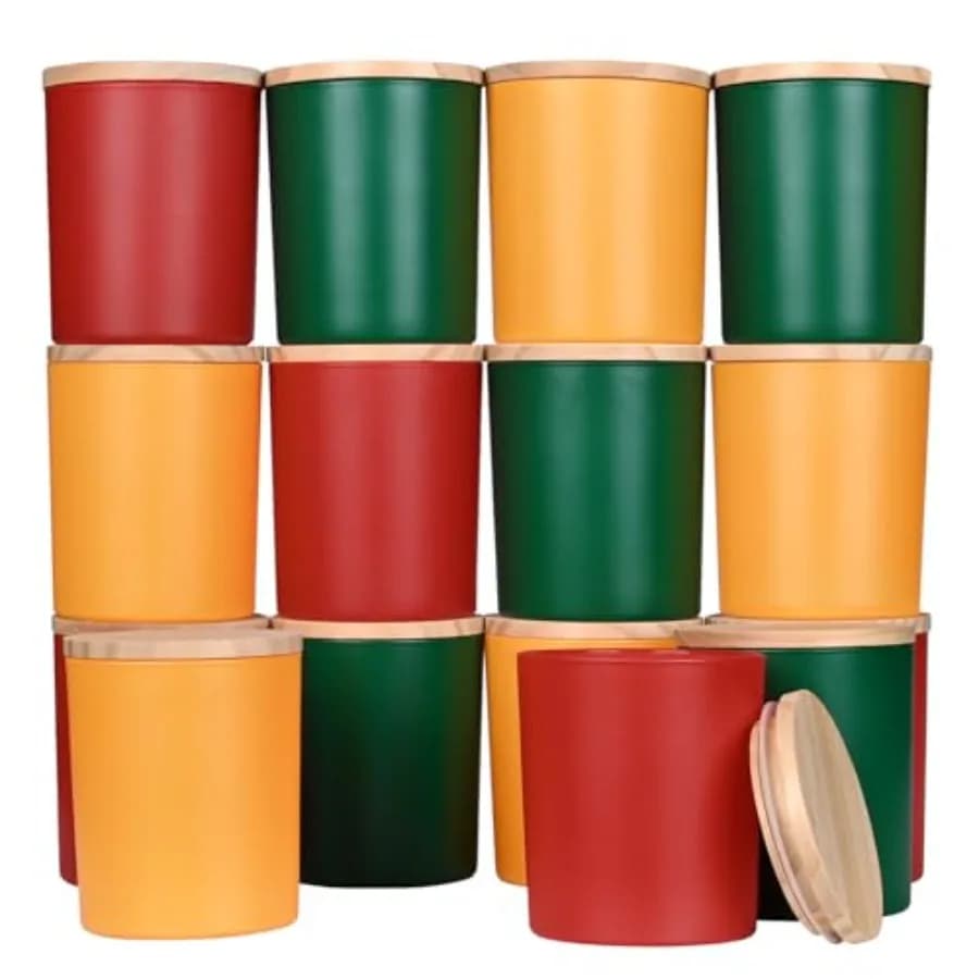 Barattoli per Candele Spessi da 10 OZ per la Creazione di Candele, 15 Pezzi, Barattoli Vuoti con Coperchi in Legno per la Realizzazione di Candele, Contenitore per Campioni