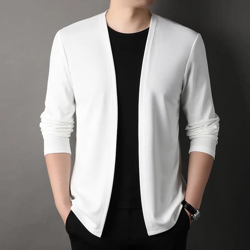 Cardigan lavorato a maglia primavera autunno uomo moda tinta unita colletto alla coreana slim fit comoda giacca maglione lavorato a maglia coreana da uomo casual
