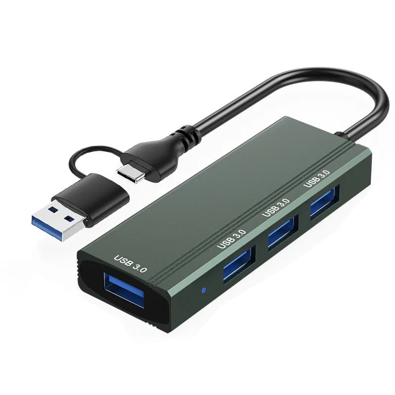 Hub USB 4 in 1 con doppia interfaccia USBA e USB-C