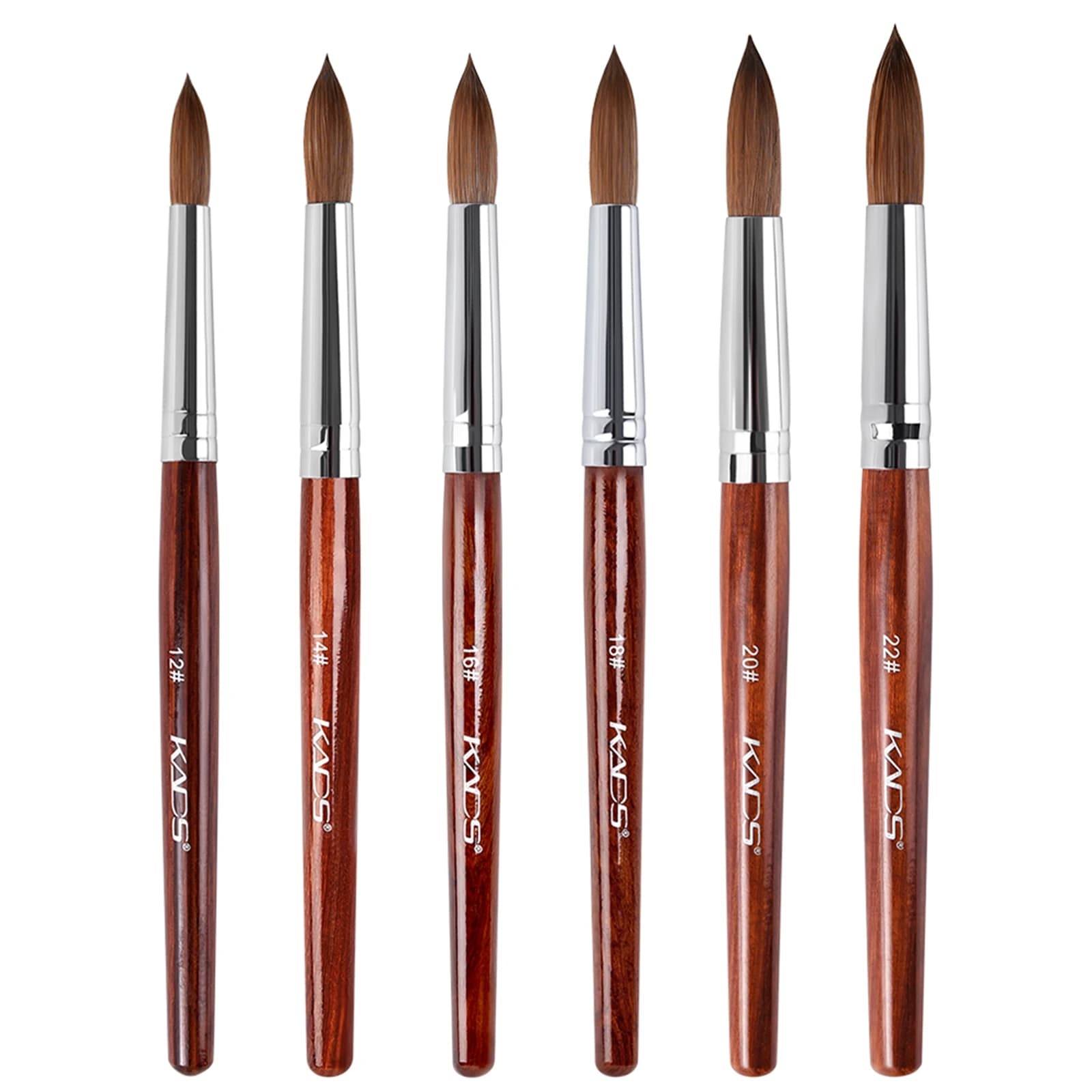 KADS 1Pc Kolinsky Sable Pennello per nail art acrilico Legno rosso Manico a forma rotonda Pennello per penna per intaglio di gel per unghie Design in polvere acrilica fai da te
