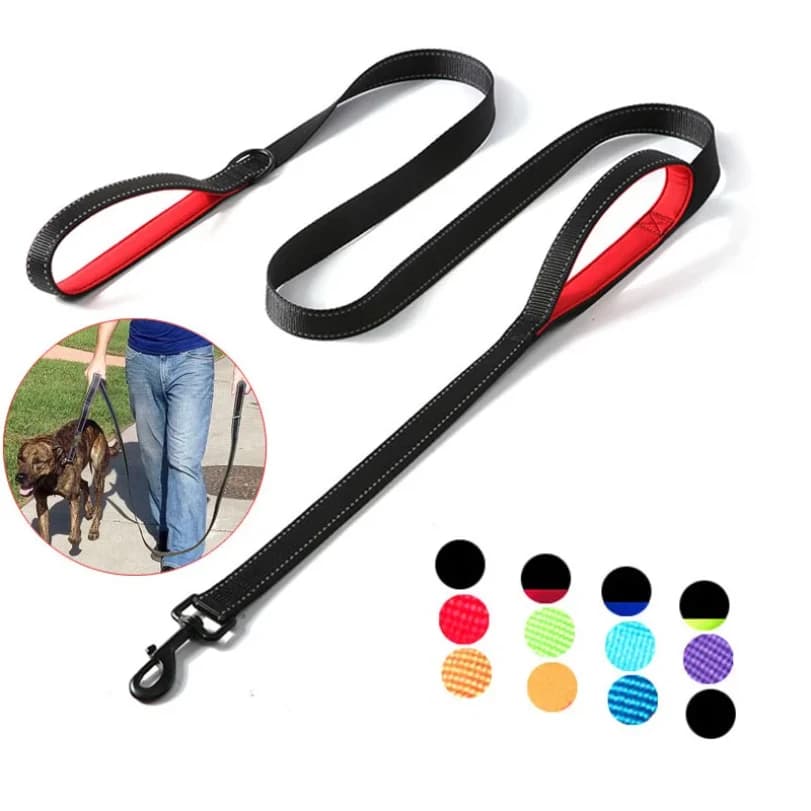 Guinzaglio per cani in nylon resistente a doppia impugnatura da 1,2/1,5/1,8 m per addestramento, controllo, guida e passeggiate con gatti e cani.