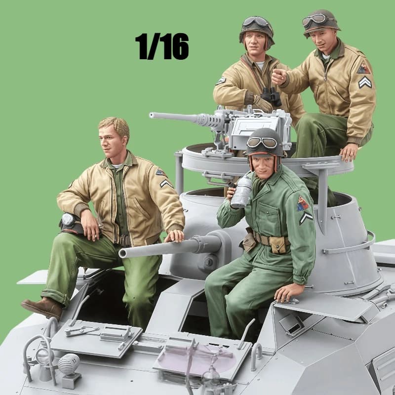 Kit di montaggio modello in resina colata 1/16, GK, equipaggio di carri armati M8 dell'esercito americano, non verniciato, è necessario essere assemblato