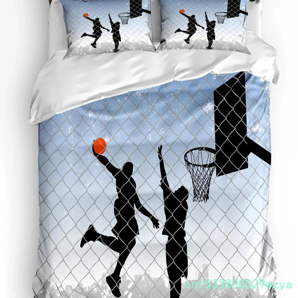 Basketball Silhouette Sports Bedding Set 3pcs Duvet Cover Pillowcase Kids Adult Quilt Cover Double Bed Set Home Textile