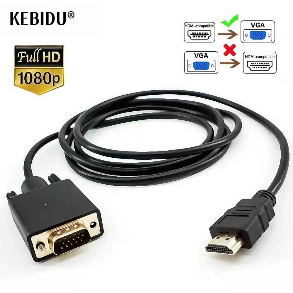 HDTV Male to VGA Male 1080P HDMI compatible cable to VGA Digital analog adapter for Monitor Laptop PC TV Box PS4 projector