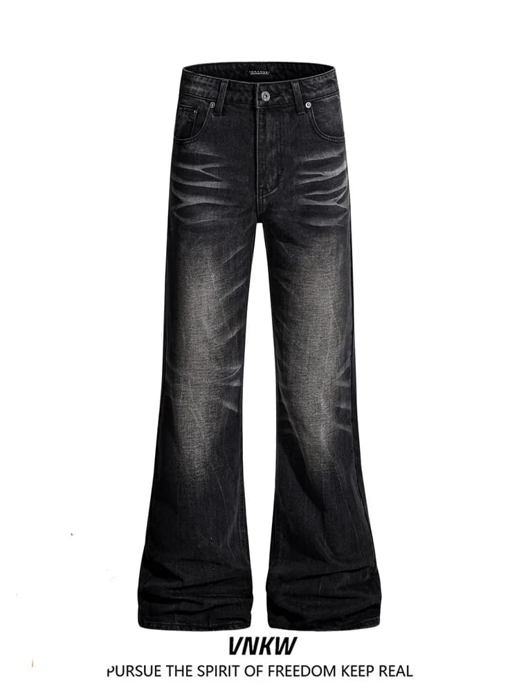 Pantaloni da Lavoro Pesanti da Uomo, Jeans Larghi a Gamba Dritta, Pantaloni Casual Neri, Moda Giovanile per l'Autunno