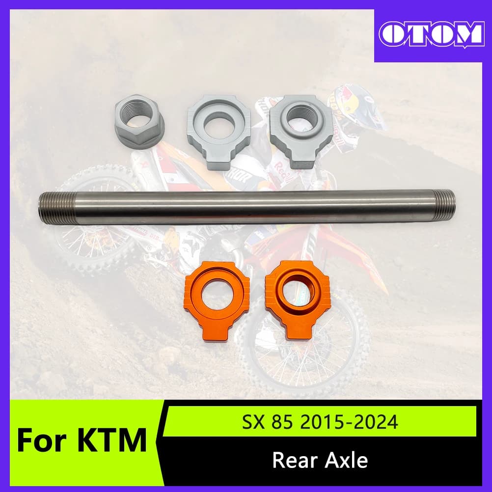 OTOM 2024 Motorcycle Rear Axle With Nut Axle Block For KTM SX85 Freeride 250F HUSQVARNA TC85 GASGAS MC85 Dirty Bike
