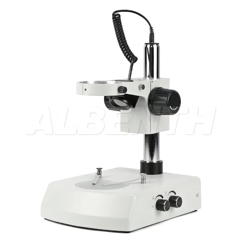Microscopio Trinoculare Binoculare con Zoom, Supporto da Tavolo con Messa a Fuoco Grossa da 76mm e Luce LED Dimmerabile Superiore e Inferiore