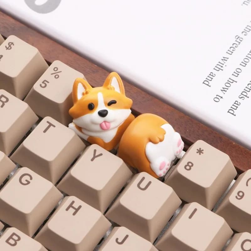 Keycap a Tema Corgi Personalizzati in Resina con Rivestimento Manuale, Keycap MX Personalizzati per Tastiera Meccanica, Accessori e Regali