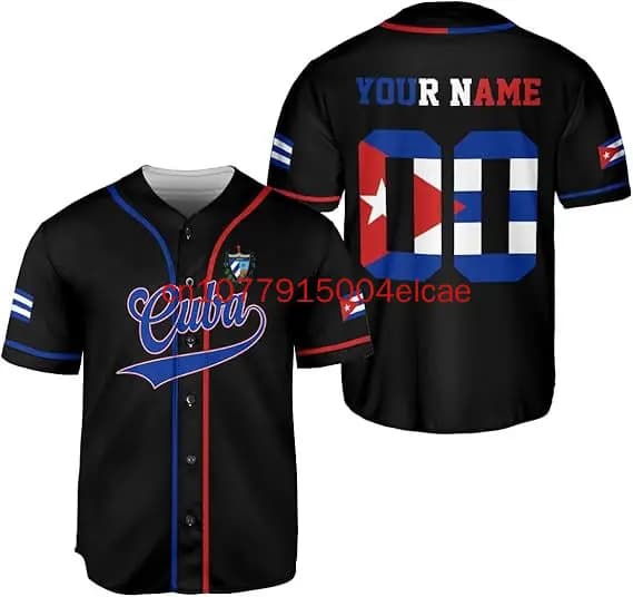Personalizza la bandiera della Cuba Distintivo Maglia da baseball Maglia da donna casual a maniche corte da uomo T-shirt sportiva a maniche corte da uomo