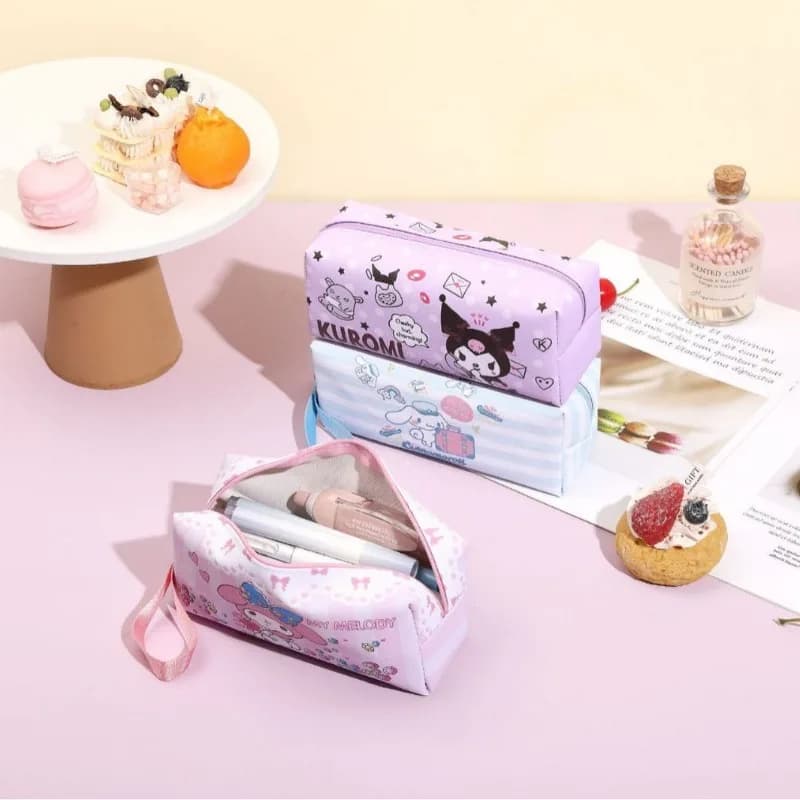 Astuccio Portamatite Sanrio Hello Kitty a Forma di Cuore per Ragazze, Borsa Portaoggetti Cartoon Kuromi My Melody