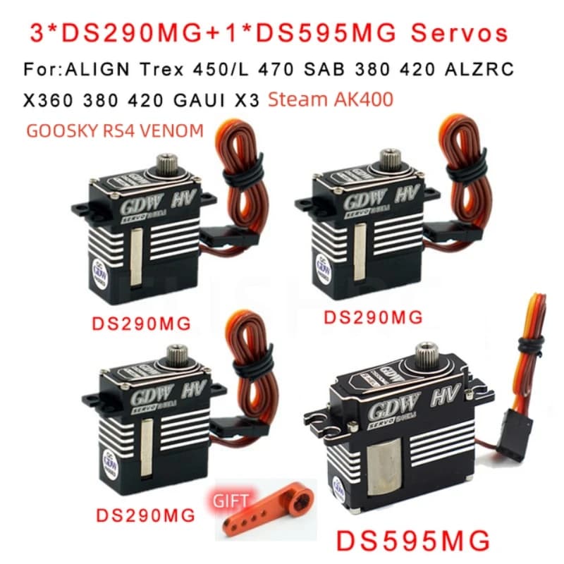 Servo Digitale Coreless GDW DS290MG DS595MG per Elicotteri RC Steam AK400 GOOSKY RS4 VENOM ALZRC X360 SAB 380/420