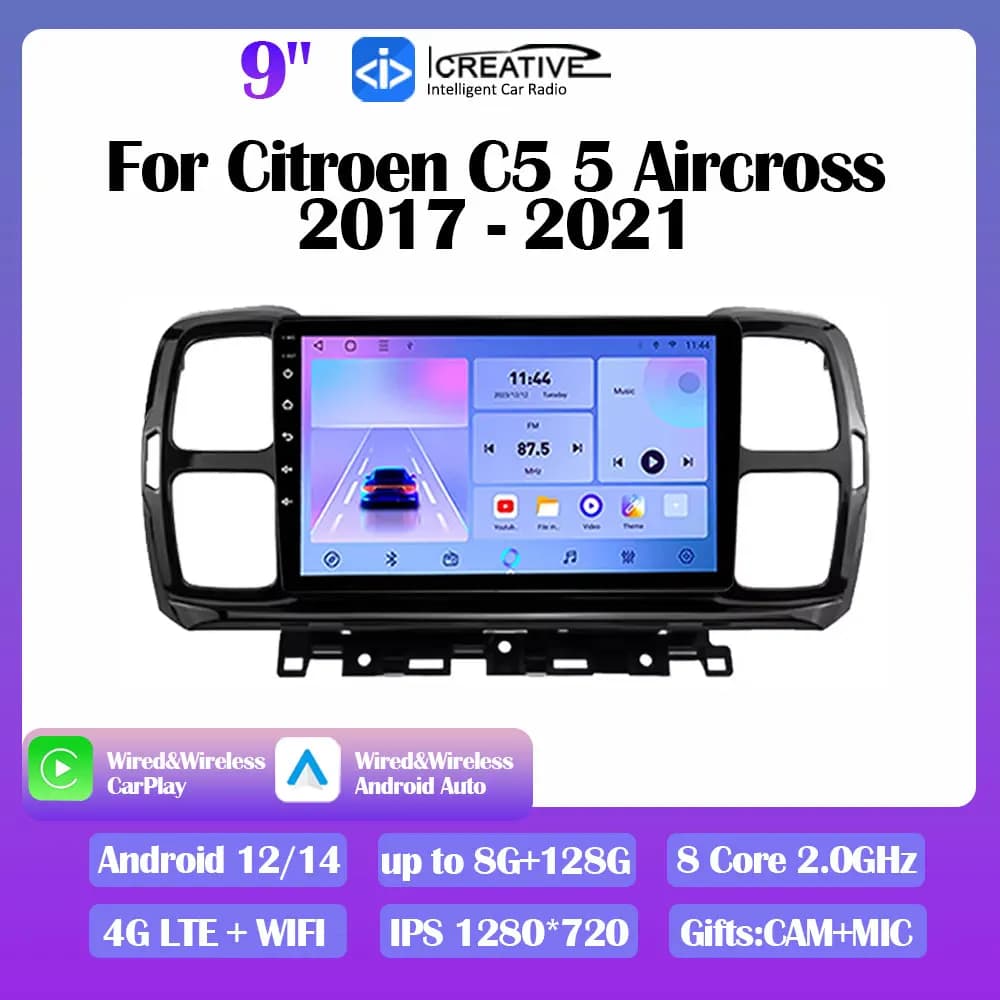 Android 14 Autoradio Per Citroen C5 5 Aircross 2017-2021 Autoraido Stereo Navi GPS Lettore Video Multimediale Carplay Auto DVD 2din
