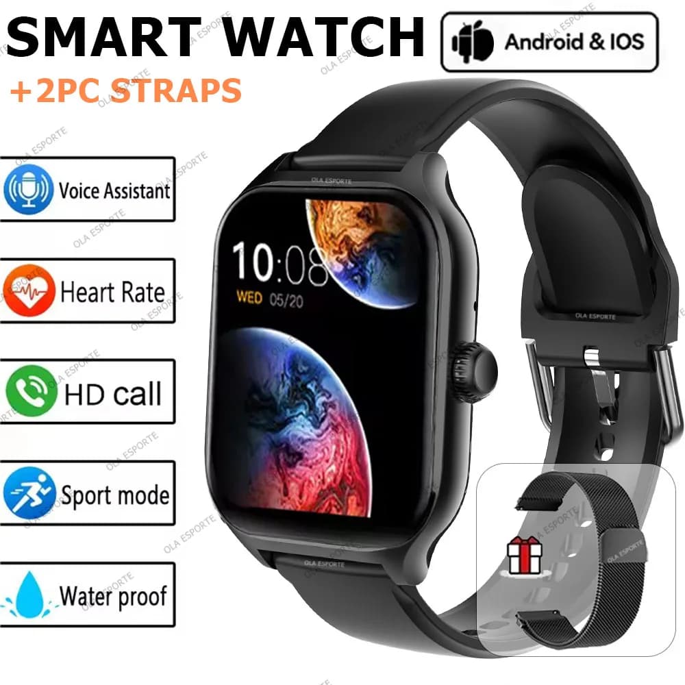+ 2PCS Watch Smart Men Bluetooth Call Tracker Fitness Frequency Cardiaca GPS Sport Waterproof Women's Watch Smart Men For IOS Android 2025