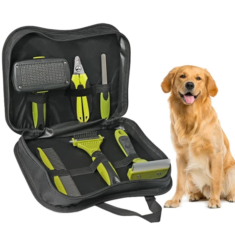 6 in 1 Pet Cat Dog Grooming Deshedding Tools spazzola pettine Set sacchetto di immagazzinaggio pettine per la rimozione dei peli di cane accessori per la pulizia degli animali domestici