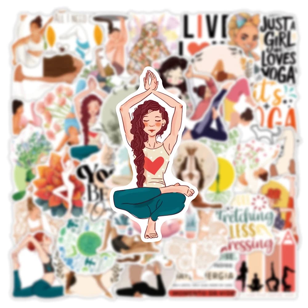 10/30/50pcs Funny Cartoon Yoga Graffiti Stickers Decals DIY Laptop Phone Car Skateboard Fridge Notebook Diary Decoration Sticker