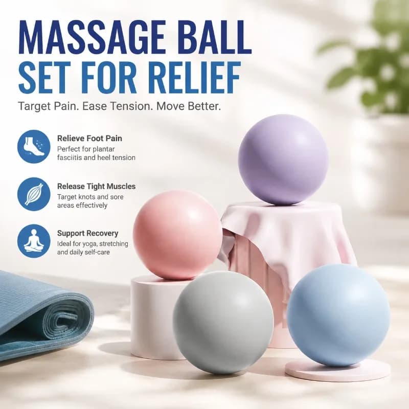 Silicone Fitness Fascia Ball Solid Massage Sphere for Plantar Neck Muscle Relief Pilates Yoga Training Equipment Portable Body