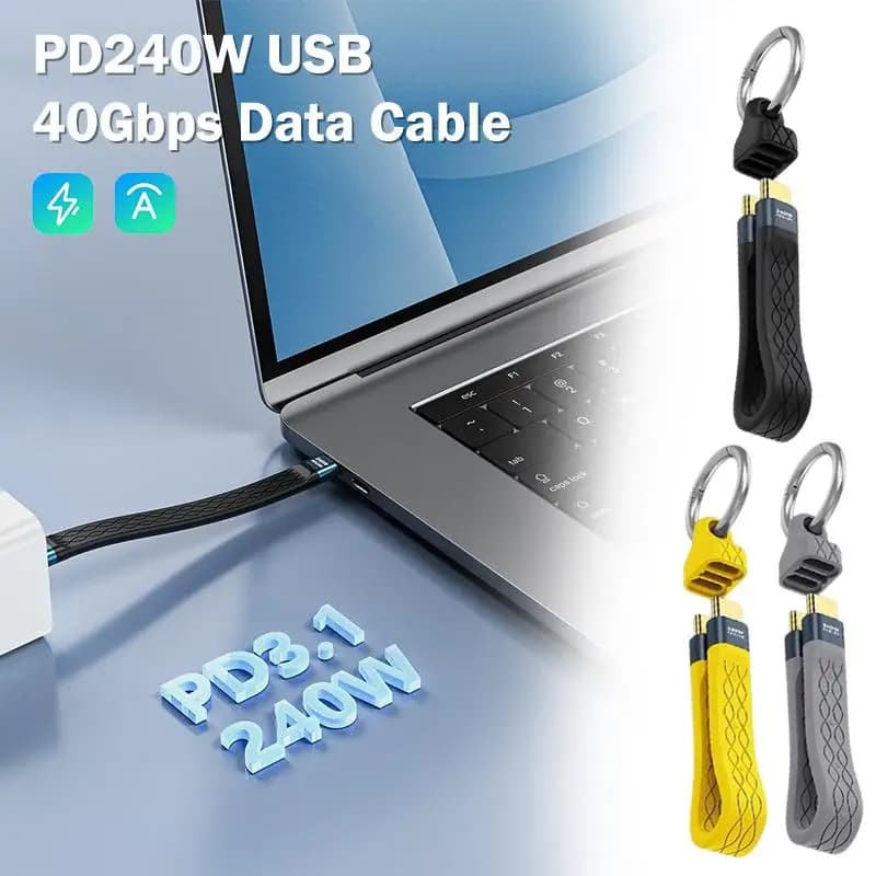 Multifunctional PD240W USB 4 40Gbps FPC Data Cable Type-c Cable Portable Keychain For Phone TV Laptop Tablet Video Transmission