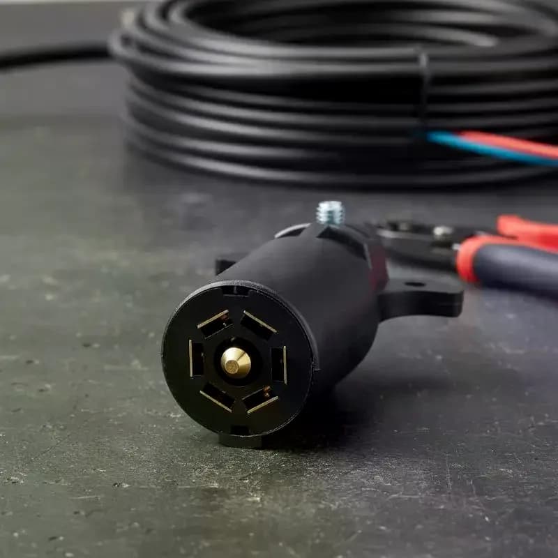 7 Pin Round Trailer Connector Durable Male Female 7 Way Wiring Adapter Plug for Travel Trailer Towing